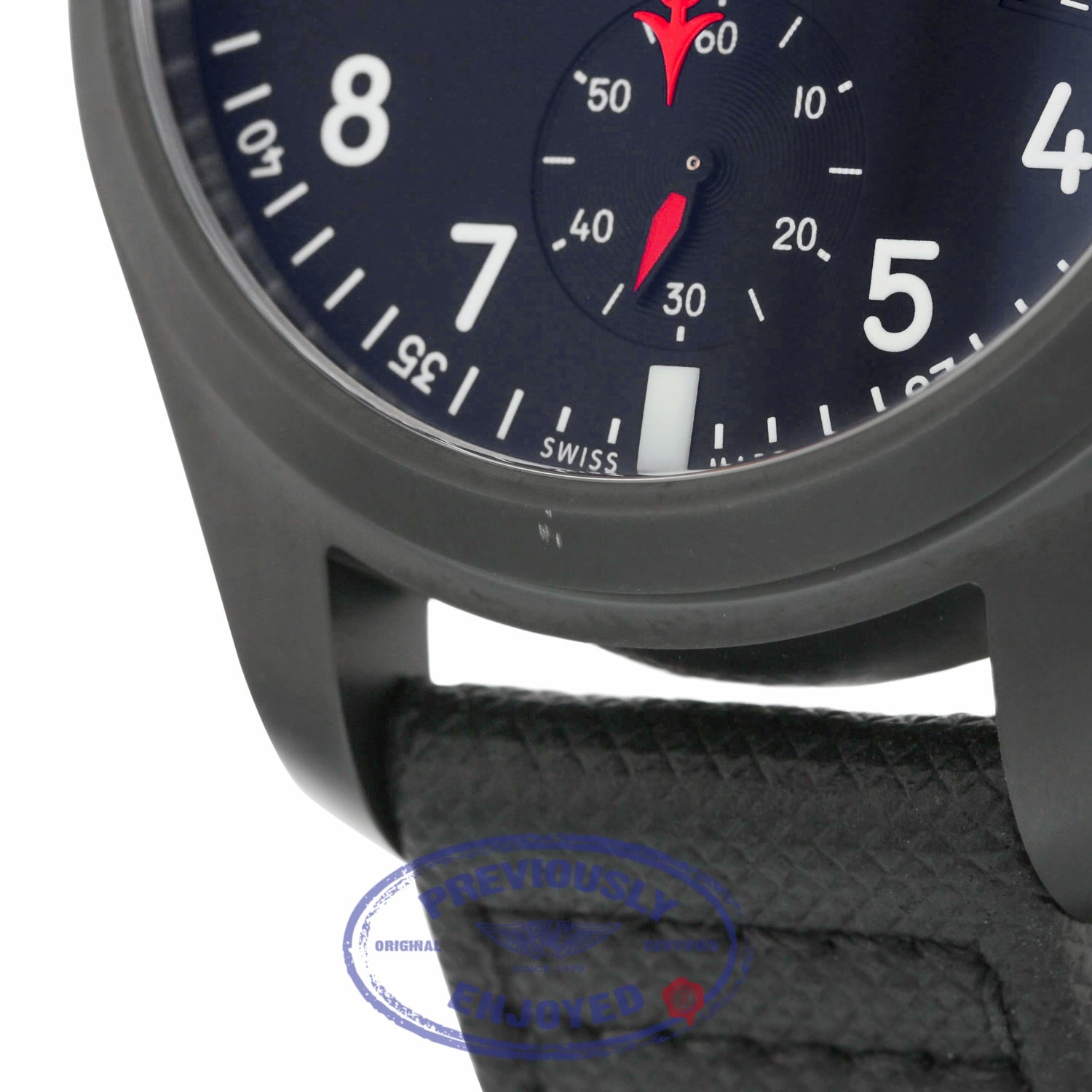 IWC Pilot Top Gun 46mm Chronograph Black Dial Black Fabric IW388007 F5R64R - Beverly Hills Watch Company