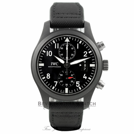 IWC Pilot Top Gun 46mm Chronograph Black Dial Black Fabric IW388007 F5R64R - Beverly Hills Watch Company