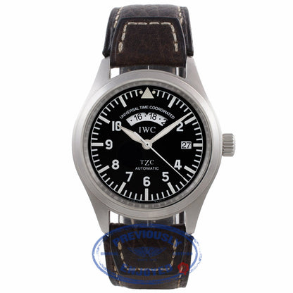 IWC Pilot UTC TZC 39MM Stainless Steel Automatic Black Dial Brown Leather Strap IW3251-01 J1MU92 - Beverly Hills Watch Company Watch Store