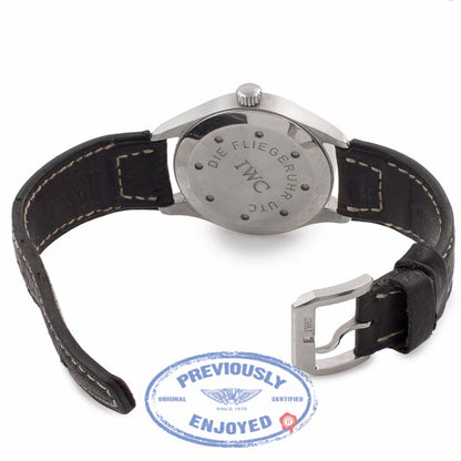 IWC Pilot UTC TZC 39MM Stainless Steel Automatic Black Dial Brown Leather Strap IW3251-01 J1MU92 - Beverly Hills Watch Company Watch Store