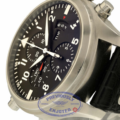 IWC Pilot Double Chronograph 46MM Stainless Steel IW377801 HVVYH8 - Beverly Hills Watch Store
