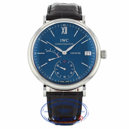 IWC Portofino 45MM Hand-Wound 8 Day Power Reserve Stainless Steel Blue Dial IW510106 02LFM8 - Beverly Hills Watch Company