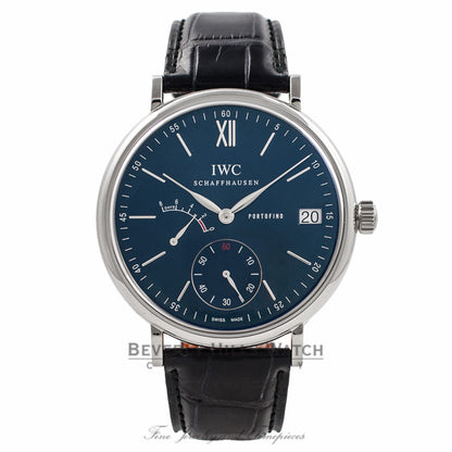 IWC Portofino 45MM Hand-Wound 8 Day Power Reserve Stainless Steel Blue Dial IW510106 05FE3D - Beverly Hills Watch Company Watch Store