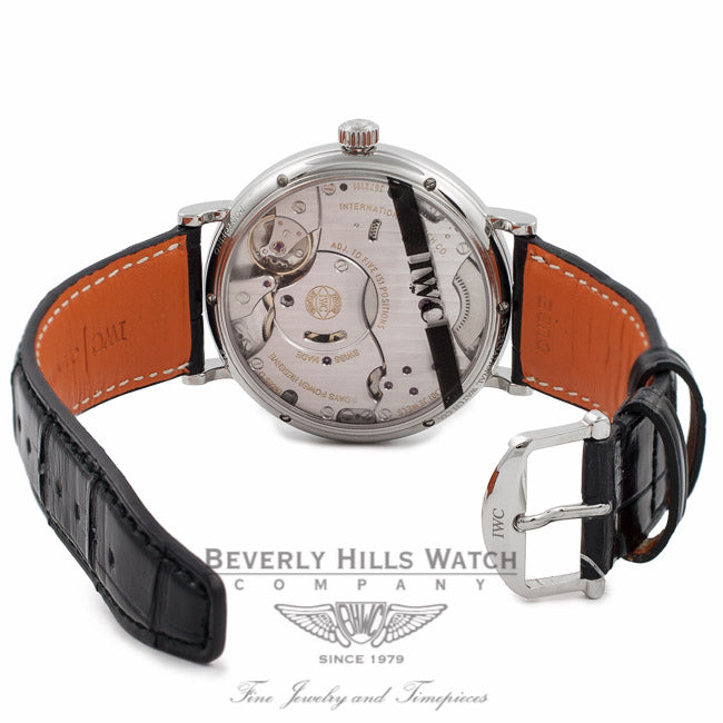 IWC Portofino 45MM Hand-Wound 8 Day Power Reserve Stainless Steel Blue Dial IW510106 05FE3D - Beverly Hills Watch Company Watch Store