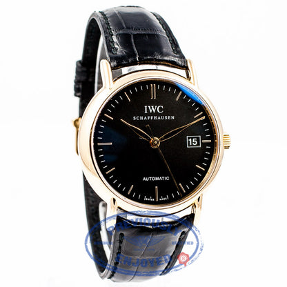 IWC Portofino 18K Rose Gold Black Dial Black Alligator Strap Watch IW353318 Luxury Watches Beverly Hills