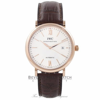 IWC Portofino 40MM Automatic 18k Rose Gold Silver Dial IW356504 TCP6E1 - Beverly Hills Watch Company Watch Store