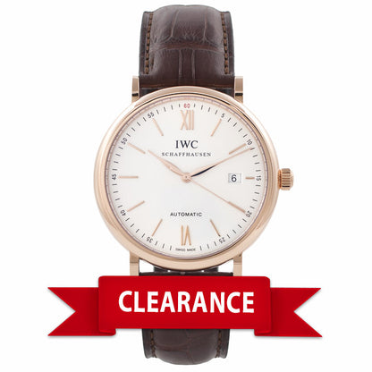 IWC Portofino 40MM Automatic 18k Rose Gold Silver Dial IW356504 TCP6E1 - Beverly Hills Watch Company Watch Store