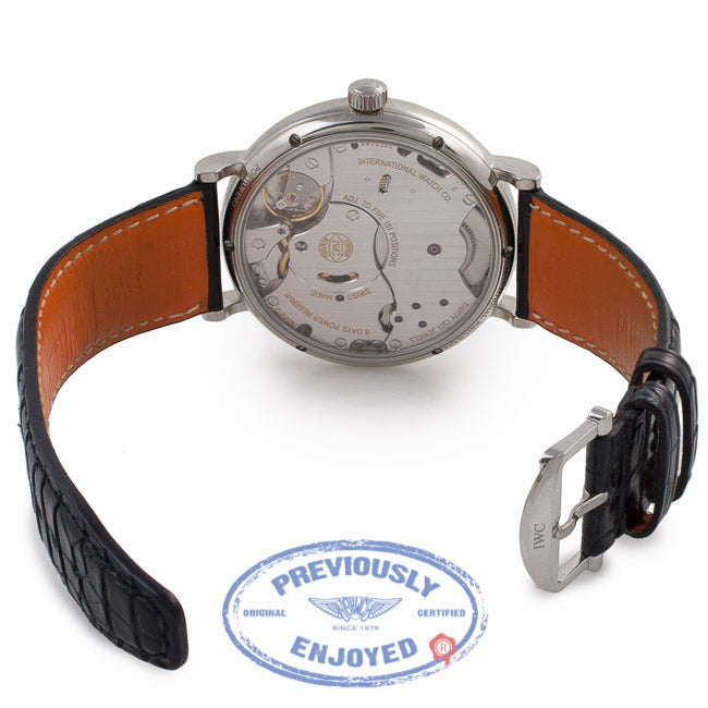 IWC Portofino 45MM Hand-Wound 8 Day Power Reserve Stainless Steel Blue Dial IW510106 KEUP7T - Beverly Hills Watch Company Watch Store