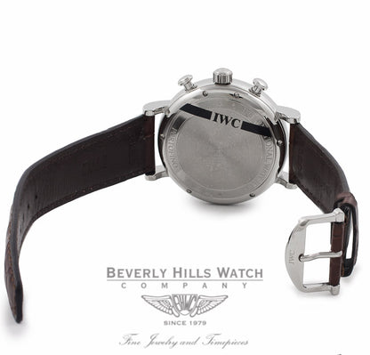 IWC Portofino Chronograph 42MM Stainless Steel Silver Dial Brown Alligator Strap IW391007 ARCZVA - Beverly Hills Watch Company Watch Store