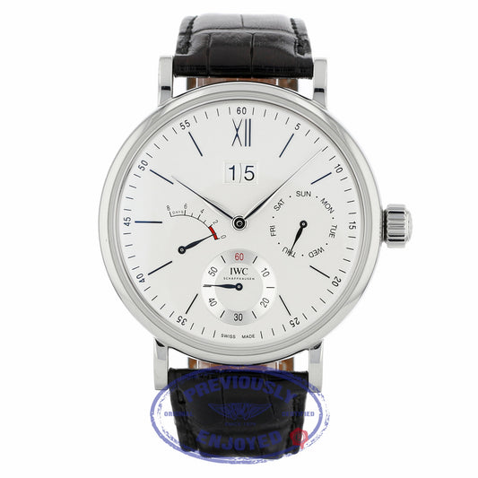 IWC Portofino Day Date 45mm Silver-Plated Dial 8 Day Power Reserve IW516201 9YJZP9 - Beverly Hills Watch