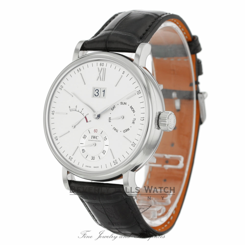 IWC Portofino Day Date 45mm Silver-Plated Dial 8 Day Power Reserve IW516201 3MTAKN - Beverly Hills Watch