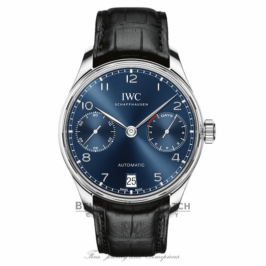 IWC Portugieser Seven Day Reserve 42.3mm Blue Dial Stainless Steel IW500710 7U41MT