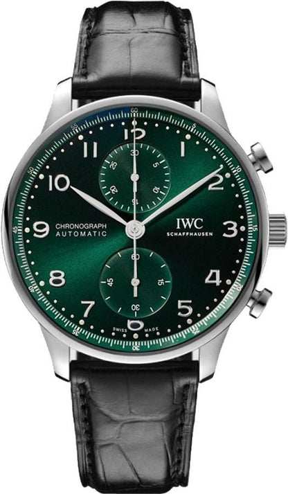 IWC Portugieser Stainless Steel Chronograph Green IW371615 - Beverly Hills Watch Company