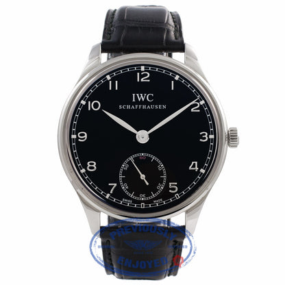 IWC Portuguese 44mm Stainless Steel Manual Wind Black Dial IW545407 U69K6R - Beverly Hills Watch Company Watch Store
