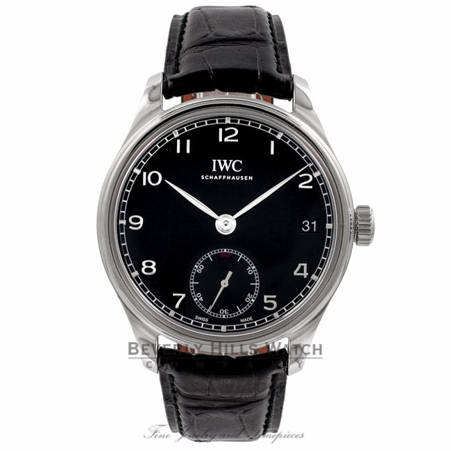 IWC Portuguese 8 Days Hand Wound Leather Black dial IW510202 0JVUDP