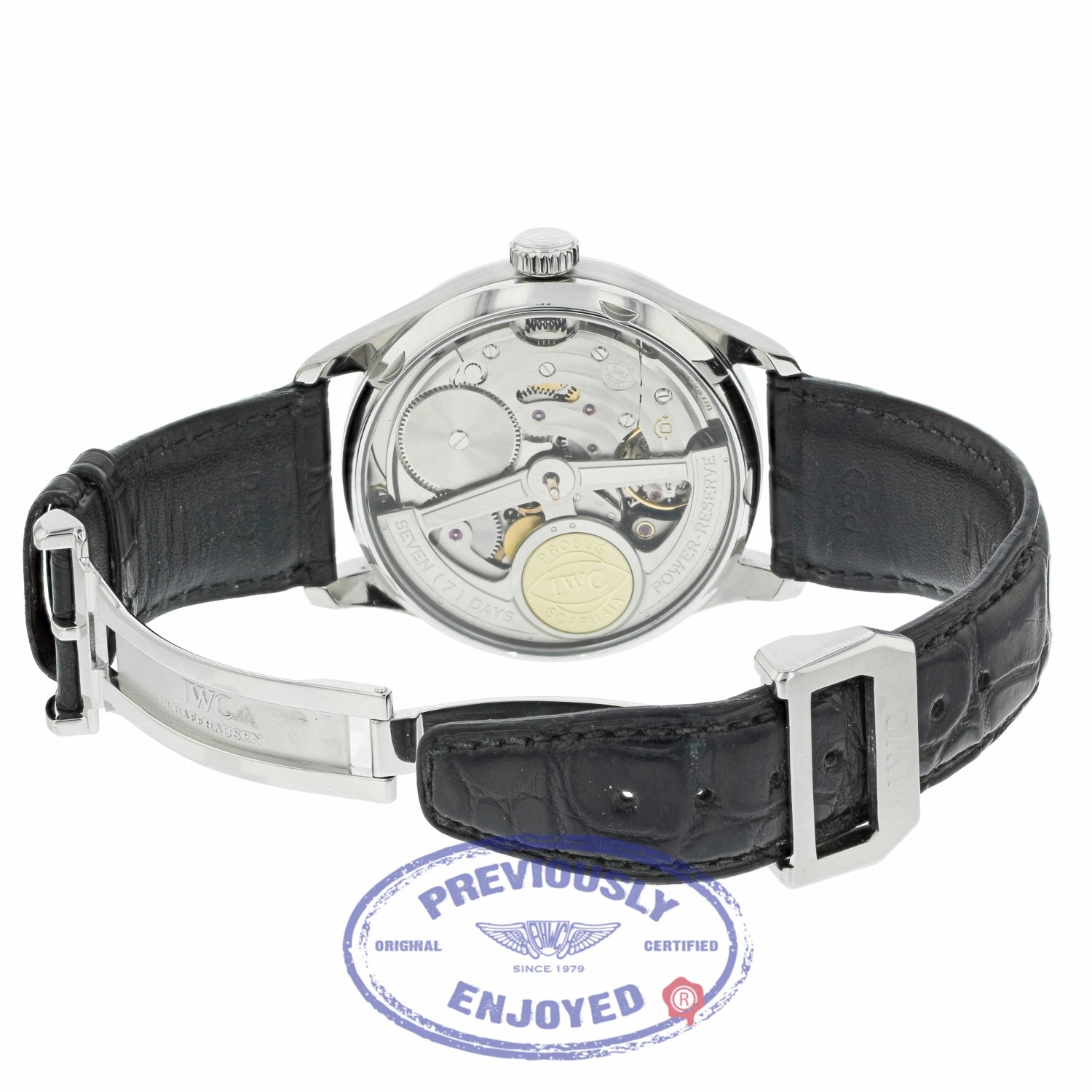 IWC Portuguese 7 Day Stainless Steel Silver Dial Rose Numerals IW500114 NZVW1M - Beverly Hills Watch Company