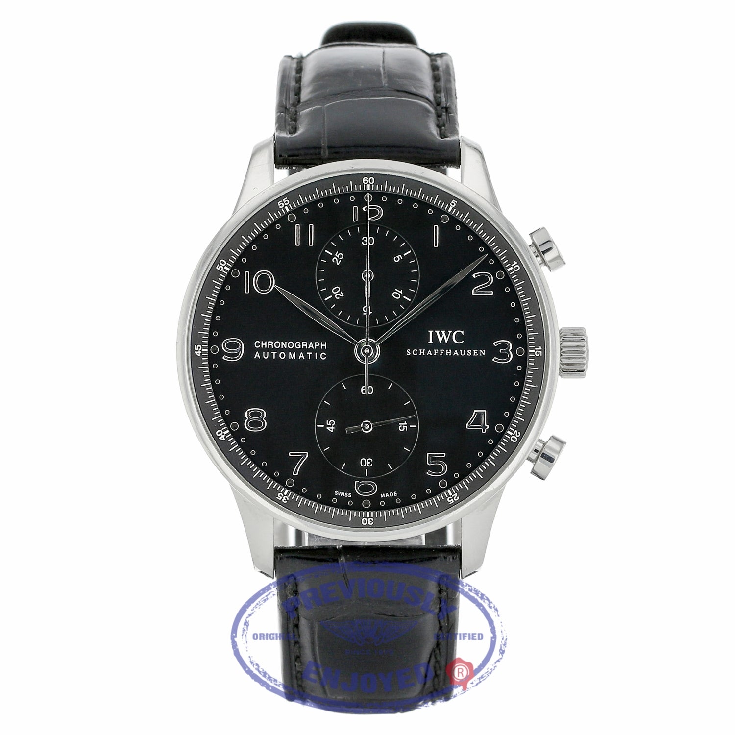 IWC Portuguese Chronograph 40MM Stainless Steel Black Dial IW371447 JC00DK - Beverly Hills Watch Company