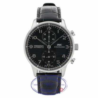 IWC Portuguese Chronograph 40MM Stainless Steel Black Dial IW371447 JC00DK - Beverly Hills Watch Company