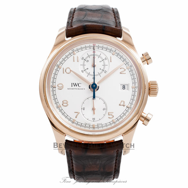 IWC Portuguese Chrono Classic 18K Rose Gold 42MM IW390402 2DMGHA - Beverly Hills Watch Company Watch Store