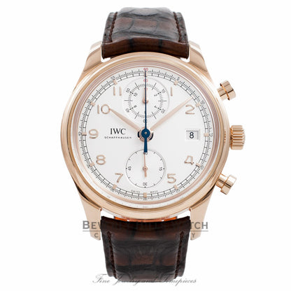 IWC Portuguese Chrono Classic 18K Rose Gold 42MM IW390402 2DMGHA - Beverly Hills Watch Company Watch Store