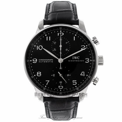 IWC Portuguese Chronograph 40MM Automatic Stainless Steel Black Dial IW371447 2Q767A - Beverly Hills Watch Company Watch Store