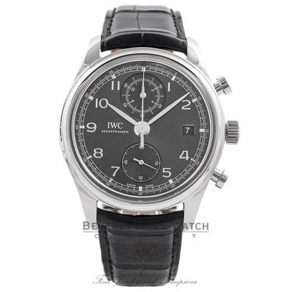 IWC Portuguese Chronograph Classic 42MM Stainless Steel Grey Dial IW390404 7JA3Y2 - Beverly Hills Watch Company Watch Store