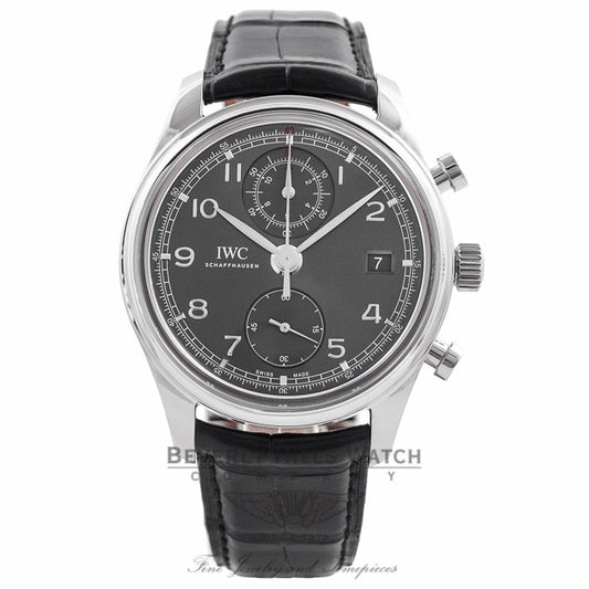 IWC Portuguese Chronograph Classic 42MM Stainless Steel Grey Dial IW390404 7JA3Y2 - Beverly Hills Watch Company Watch Store