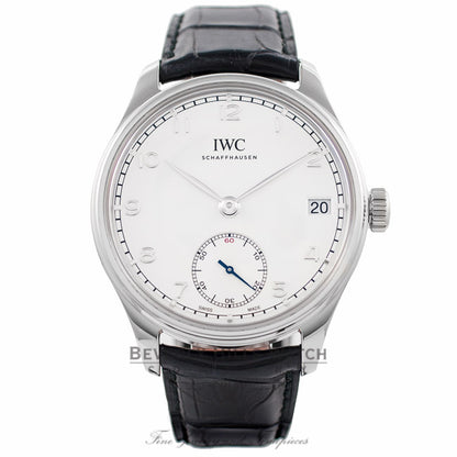 IWC Portuguese Hand-Wound 43MM 8 Day Power Reserve Silver Dial IW510203 NW5MZ1 - Beverly Hills Watch Company Watch Store