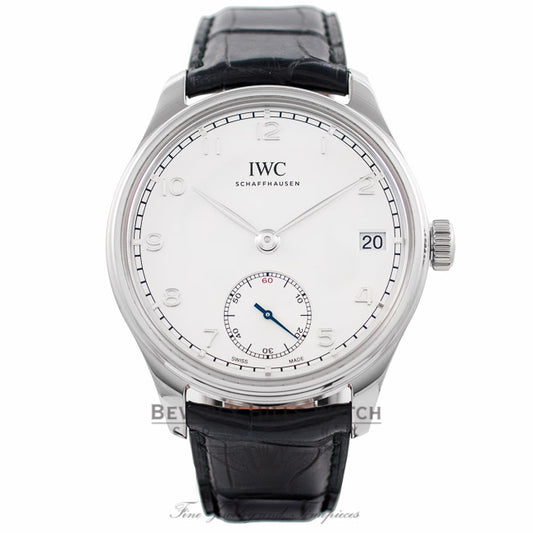 IWC Portuguese Hand-Wound 43MM 8 Day Power Reserve Silver Dial IW510203 NW5MZ1 - Beverly Hills Watch Company Watch Store