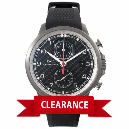 IWC Portuguese Yacht Club Automatic Chronograph Black Carbon Fiber Titanium Case Dial IW390212 MXKXDF - Beverly Hills Watch Company Watch Store