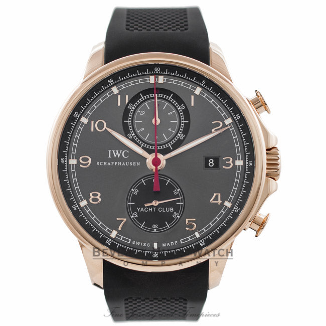 IWC Portuguese Yacht Club 18k Rose Gold 45MM Grey Dial IW390209 QVXR30 - Beverly Hills Watch Company Watch Store