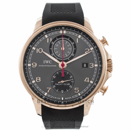 IWC Portuguese Yacht Club 18k Rose Gold 45MM Grey Dial IW390209 QVXR30 - Beverly Hills Watch Company Watch Store