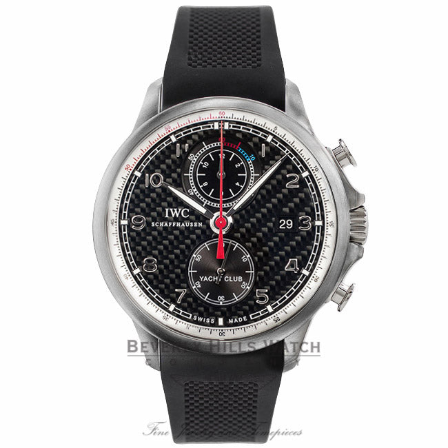 IWC Portuguese Yacht Club Automatic Chronograph Black Carbon Fiber Titanium Case Dial IW390212 MXKXDF - Beverly Hills Watch Company Watch Store