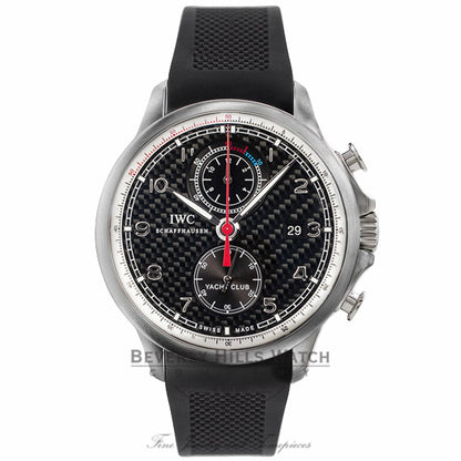 IWC Portuguese Yacht Club Automatic Chronograph Black Carbon Fiber Titanium Case Dial IW390212 MXKXDF - Beverly Hills Watch Company Watch Store