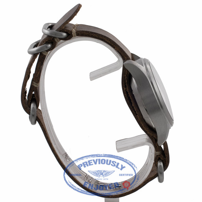 IWC Spitfire 39MM Stainless Steel Black Dial Chronograph Leather Strap IW370613 9NYR0X - Beverly Hills Watch Company Watch Store