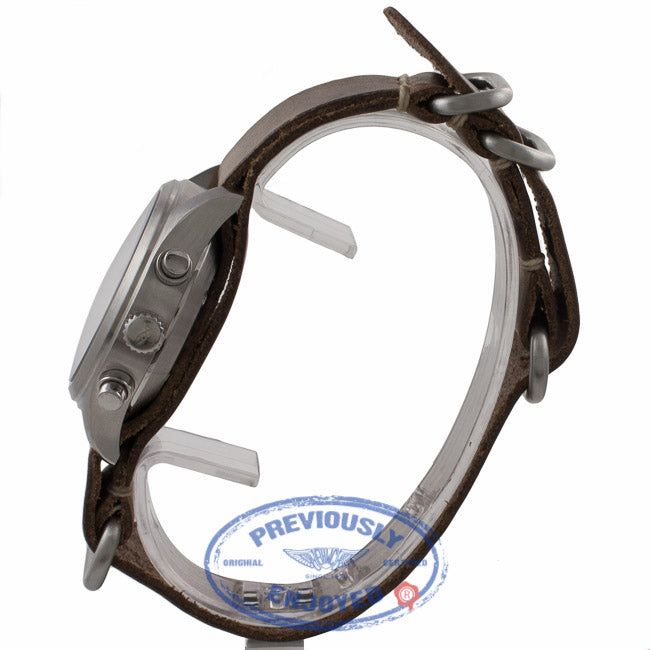 IWC Spitfire 39MM Stainless Steel Black Dial Chronograph Leather Strap IW370613 9NYR0X - Beverly Hills Watch Company Watch Store