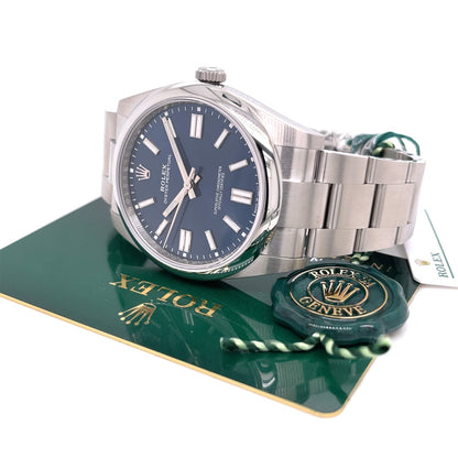 Rolex Oyster Perpetual 41mm Stainless Steel Blue Dial 124300 J1N12R - Beverly Hills Watch Company
