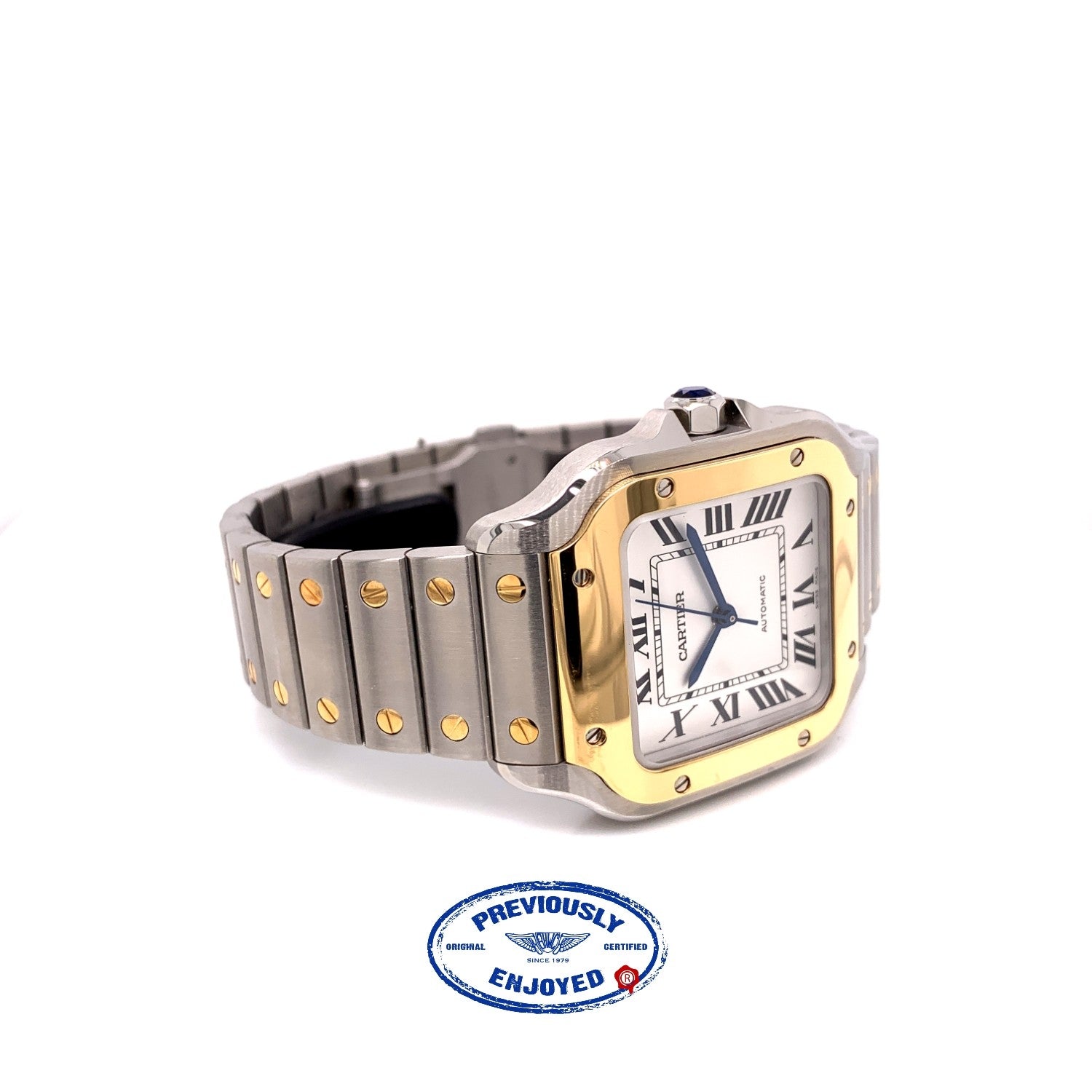 Cartier Santos Medium 18k Yellow Gold and Stainless W2SA0007 J688PL - Beverly Hills Watch Company
