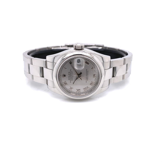 Rolex Lady Datejust 26 Rhodium Roman Dial Stainless Steel 179160 J899N8 - Beverly Hills Watch Company