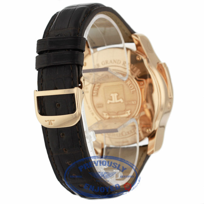Jaeger LeCoultre Master Grand Reveil 18k Rose Gold Silver Dial Alligator Strap 163.24.2a 149.2.95 X1H4P9 - Beverly Hills Watch Company