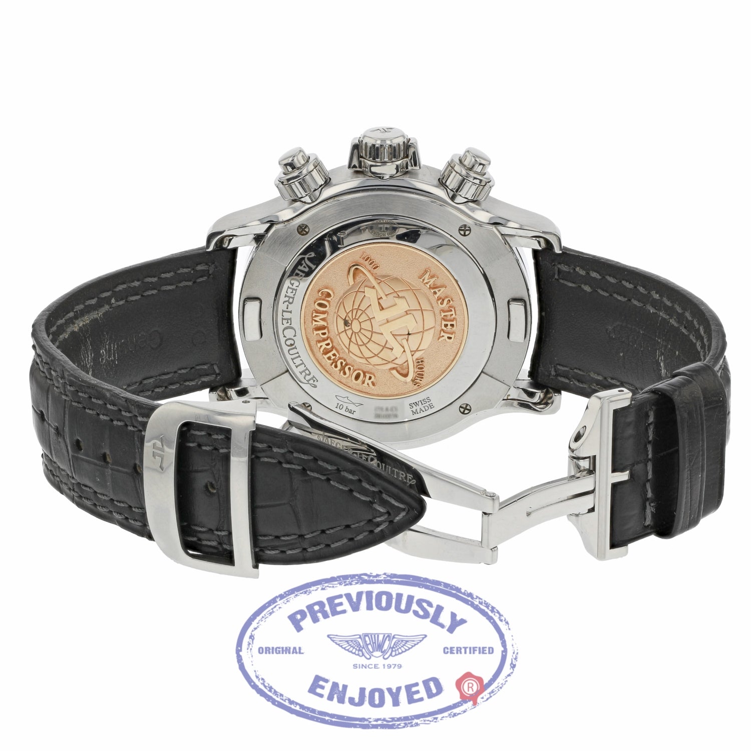 Jaeger LeCoultre 41.5mm Master Compressor Chronograph Black Galvanic Dial 1758421 PEXMPV - Beverly Hills Watch