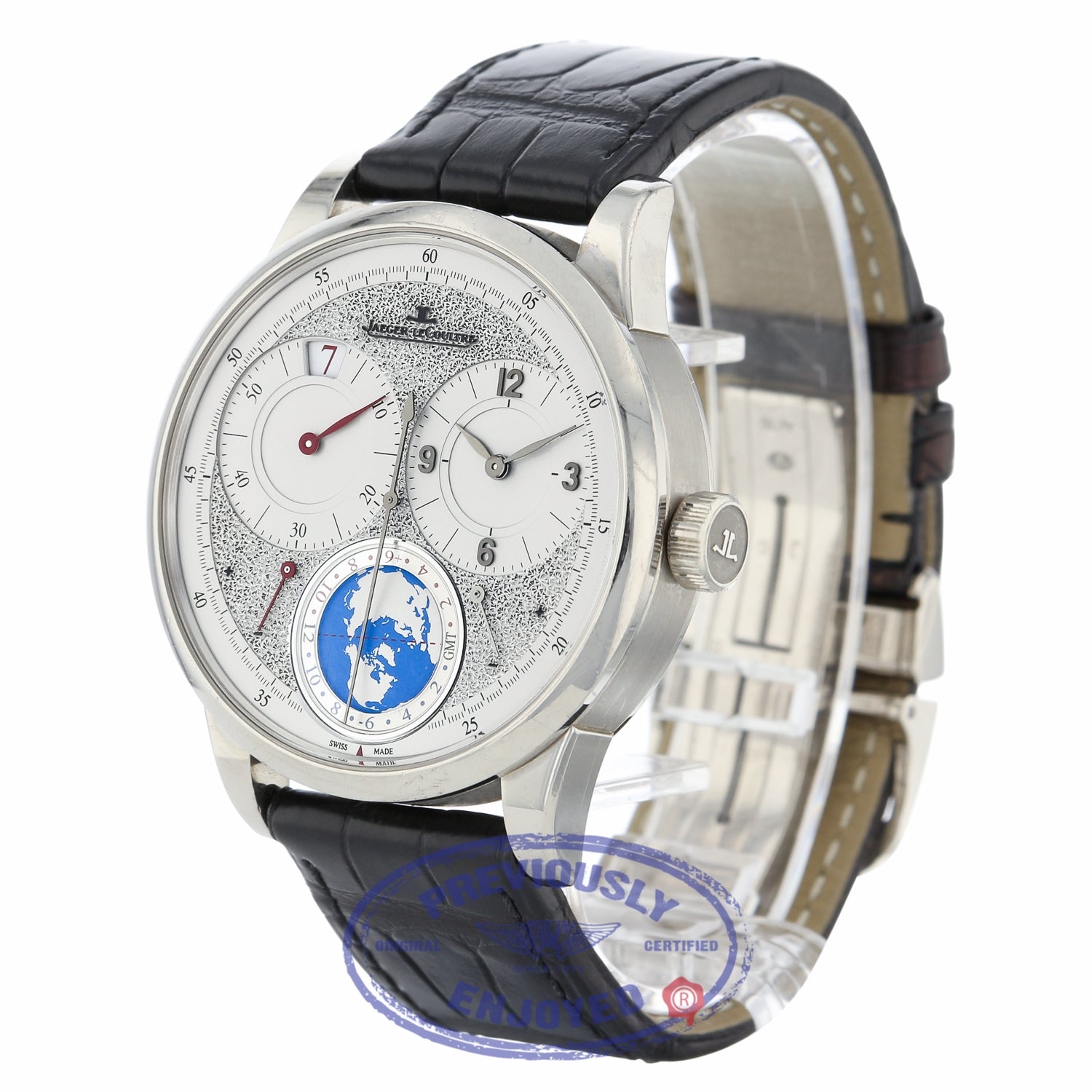 Jaeger LeCoultre 42mm 18K White Gold Duometre Unique Travel Time Q6063540 KQ1ZD1 - Beverly Hills Watch