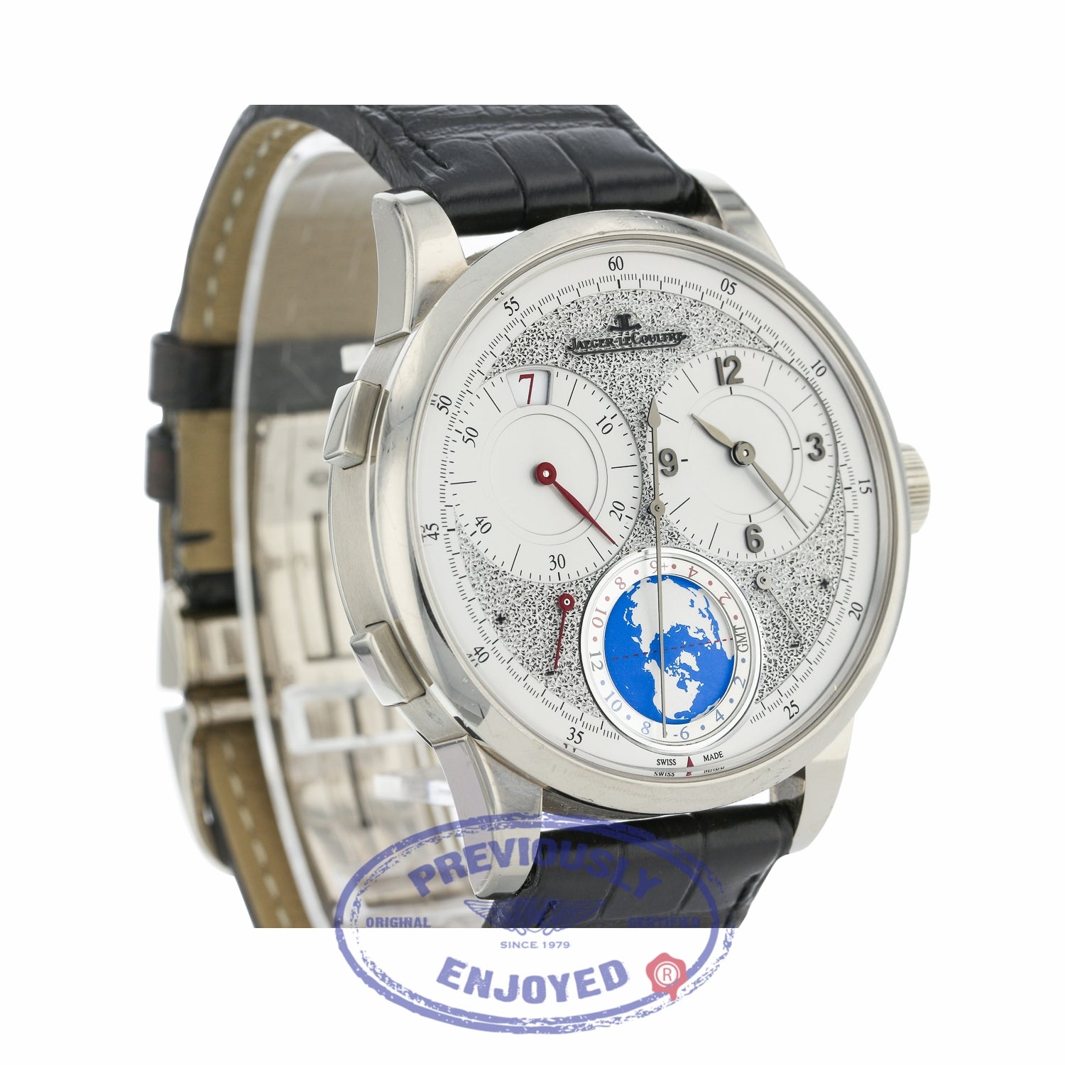 Jaeger LeCoultre 42mm 18K White Gold Duometre Unique Travel Time Q6063540 KQ1ZD1 - Beverly Hills Watch