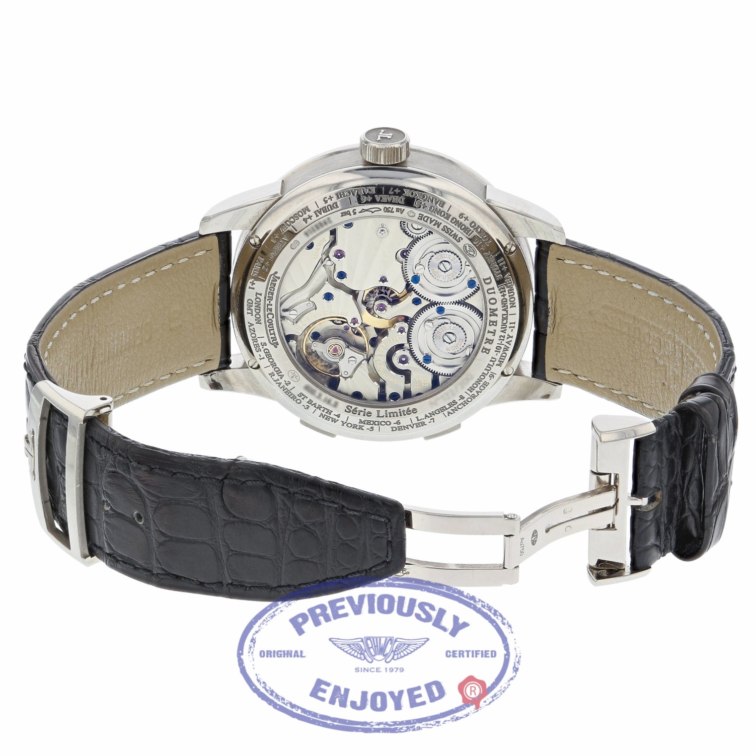 Jaeger LeCoultre 42mm 18K White Gold Duometre Unique Travel Time Q6063540 KQ1ZD1 - Beverly Hills Watch