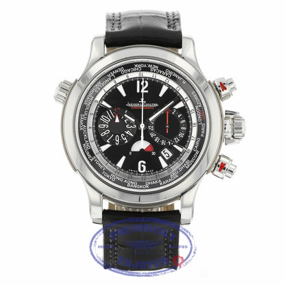 Jaeger LeCoultre Extreme World Stainless Steel Chronograph Black Dial Black Alligator Strap 150.8.22 AZ2Q21 - Beverly Hills Watch Company