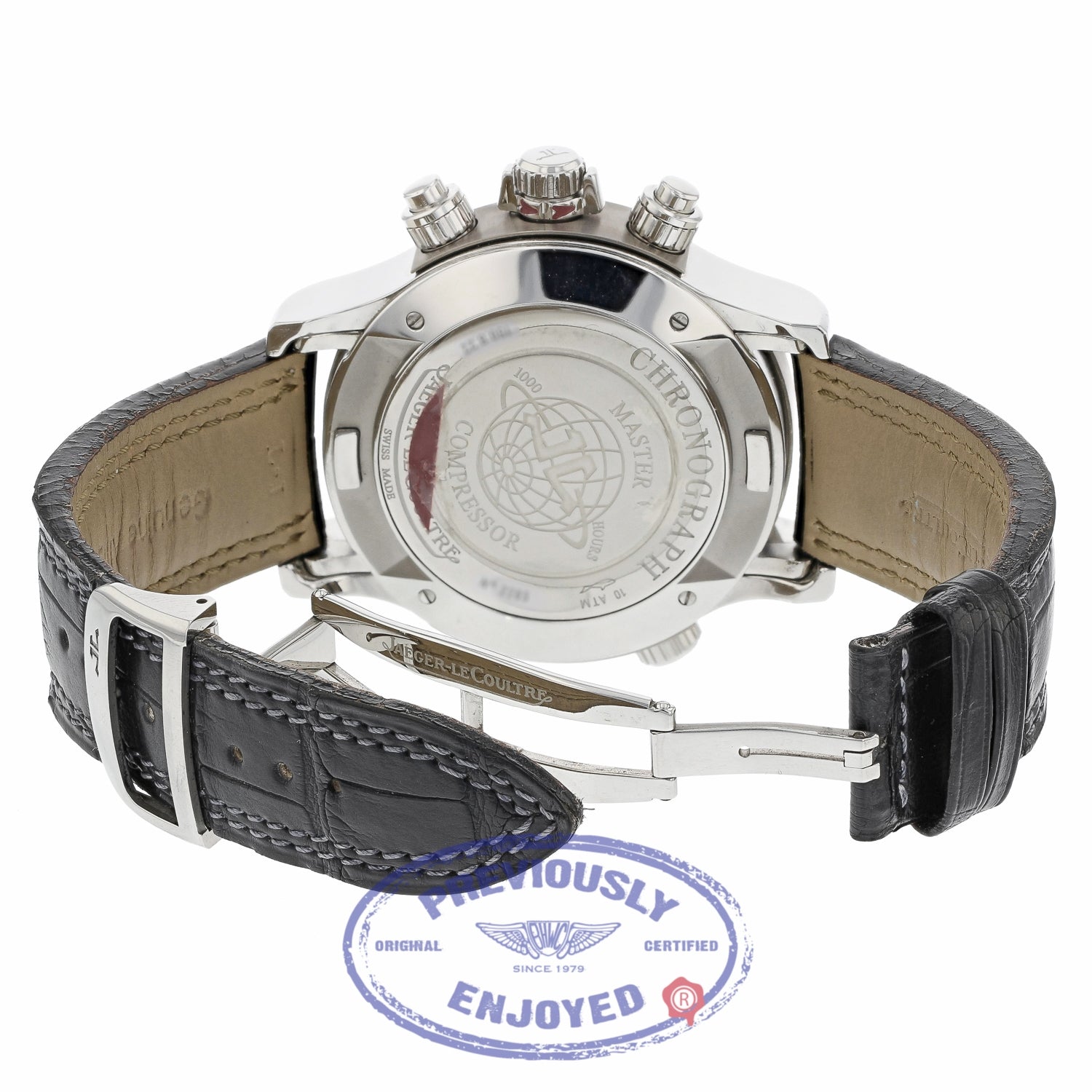 Jaeger LeCoultre Extreme World Stainless Steel Chronograph Black Dial Black Alligator Strap 150.8.22 AZ2Q21 - Beverly Hills Watch Company