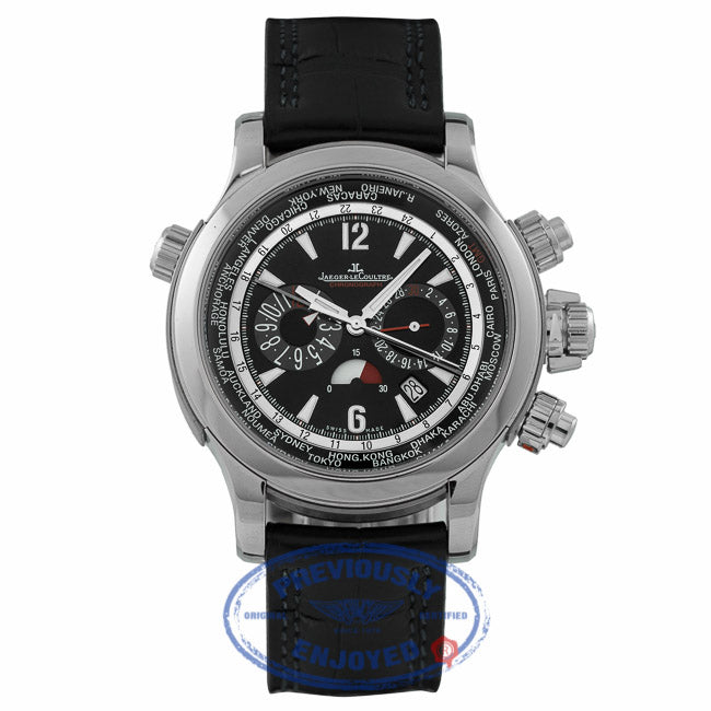 Jaeger LeCoultre Extreme World Stainless Steel Chronograph Black Dial Black Alligator Strap 150.8.22 AZ2Q21 - Beverly Hills Watch Company