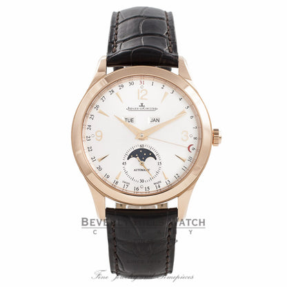 Jaeger LeCoultre Master Calendar 39MM 18k Rose Gold Silver Dial 43 Hour Power Reserve Q1552520 GWRBV6 - Beverly Hills Watch Company Watch Store