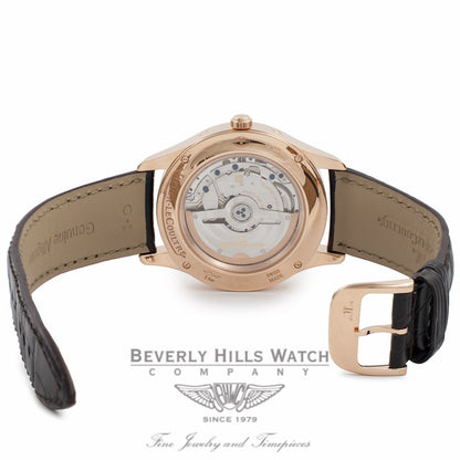 Jaeger LeCoultre Master Calendar 39MM 18k Rose Gold Silver Dial 43 Hour Power Reserve Q1552520 GWRBV6 - Beverly Hills Watch Company Watch Store