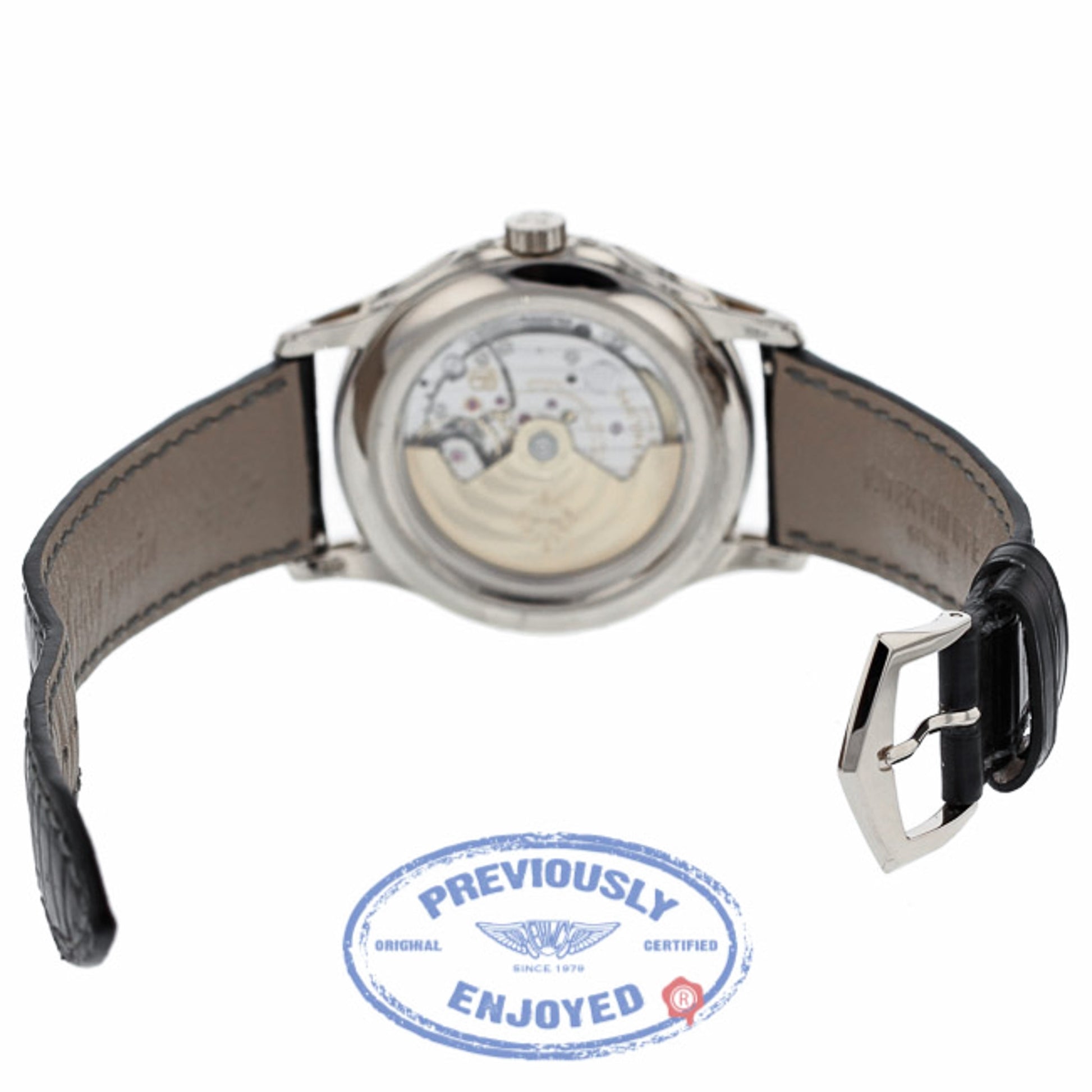 Patek Philippe Complications Annual Calendar Black and Grey Dial 40mm White Gold Watch 5205G-010 - Beverly Hills Watch
